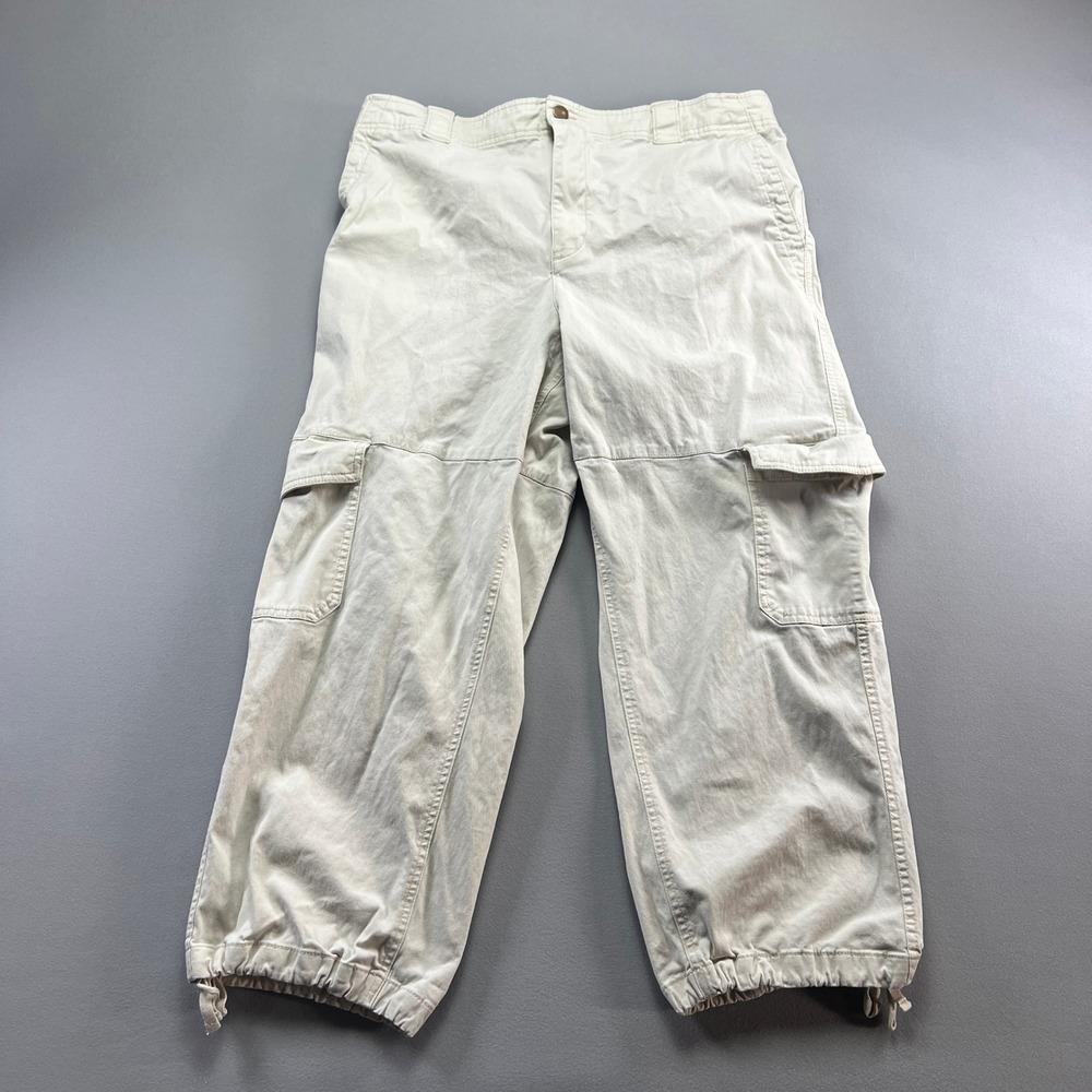 Old Navy Cargo Pants Womens XL Beige Cotton Stretch Tapered Leg Utility Outdoor